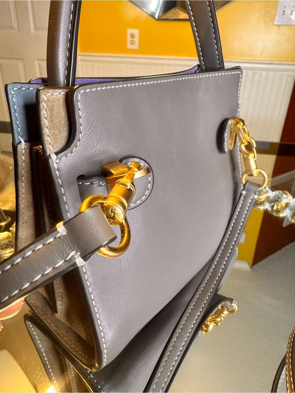 Tory Burch Mini Lee Radziwill Double Shoulder Bag In Clam Shell. - Picture 7 of 17